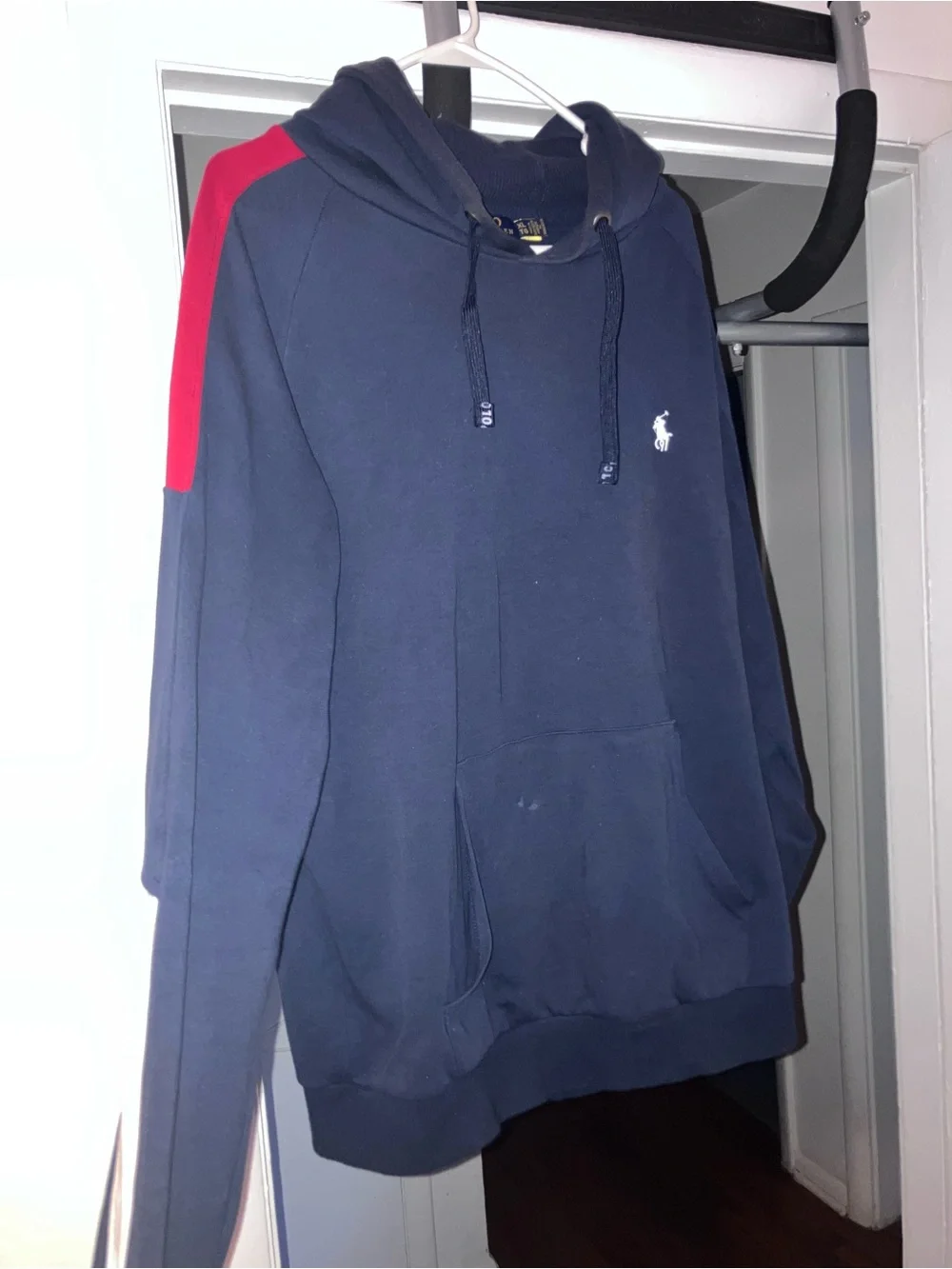 Polo by Ralph Lauren Navy Hoodie with Red Shoulder Detail